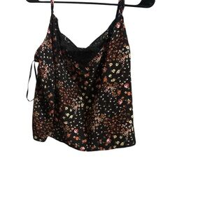 Forever 21 Black and Orange Sleeveless Crop Camisole